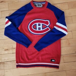 EXCELLENT CONDITION Canadiens NHL Acrylic Wool Embroidered Logo Sweater 2000s